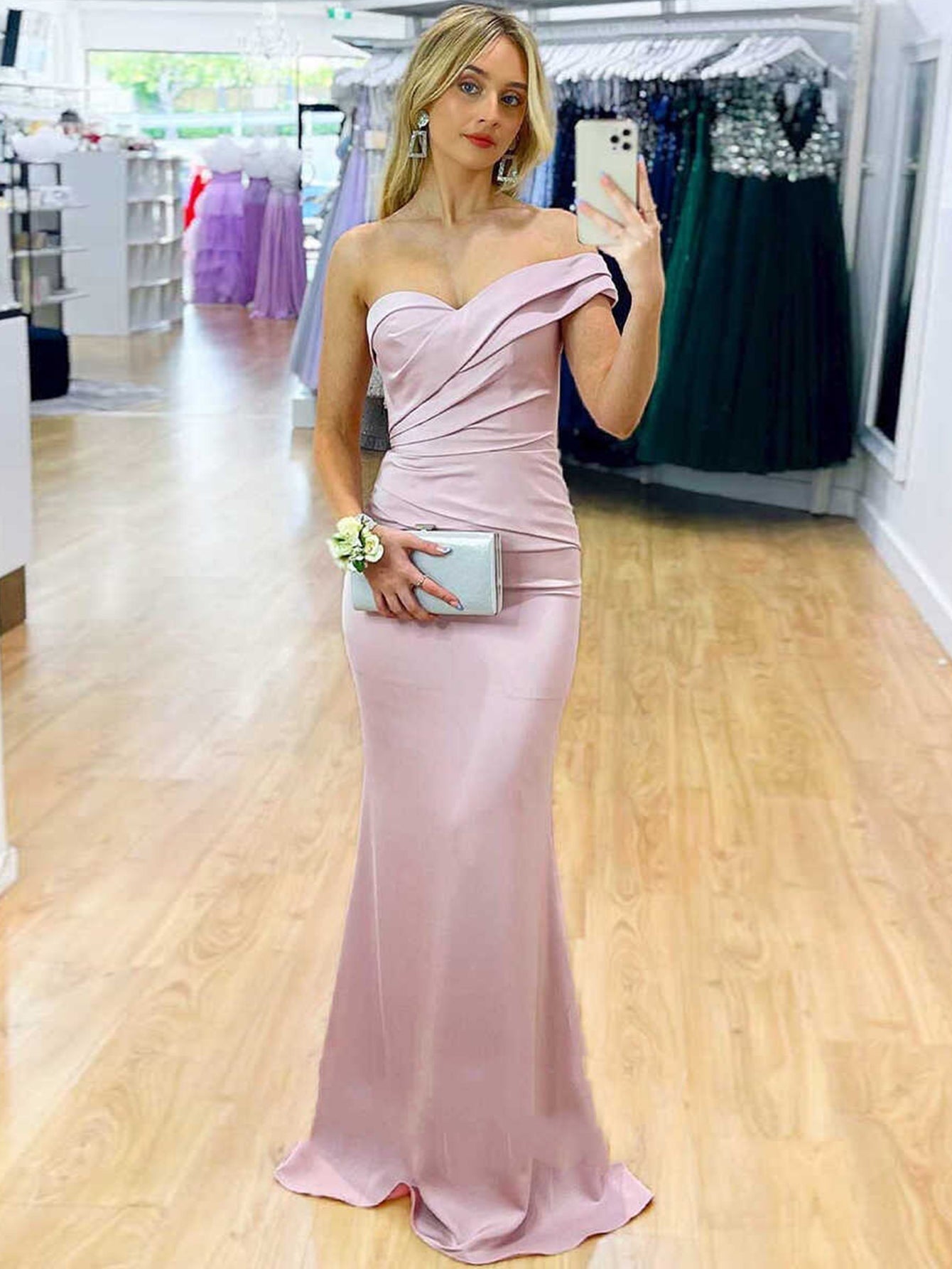 Satin Mermaid One Shoulder Purple Long Prom Dress