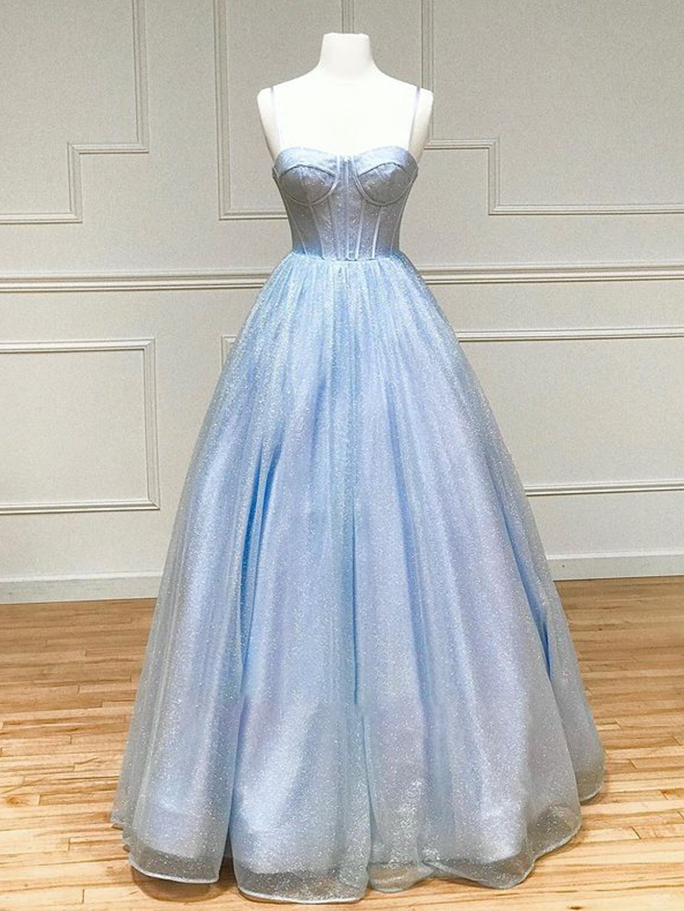 Julissa |A Line Glitter Tulle Prom Dress with Pockets