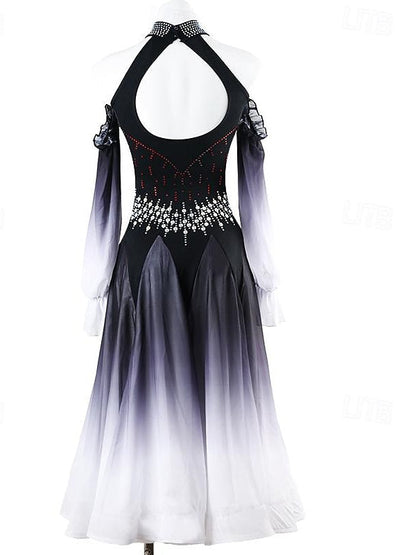 Women's Dancewear Ballroom Dance Dress Rhinestone Women's Performance  Long Sleeve