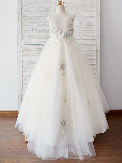 Ball-Gown/Princess Lace Tulle Flower Girl Dress