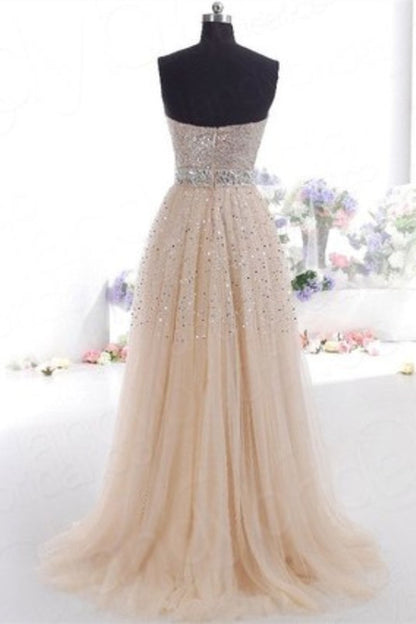 Sweetheart Sequins Prom Dress Long PD0260