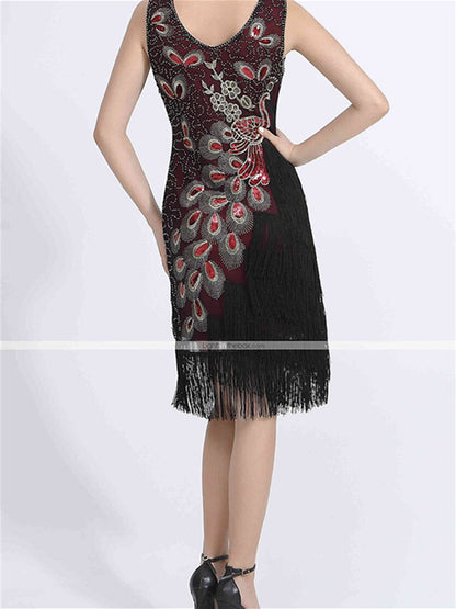 Latin Dance Dress Beading Tassel Sequins Sleeveless Natural Polyester Women's Performance Party