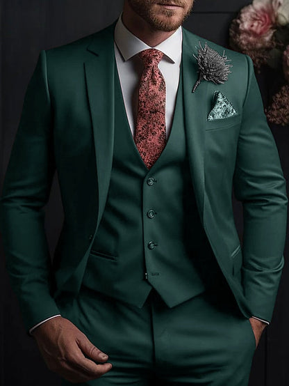 Men's Tailored Fit Single Breasted Three-buttons 3 Pieces Wedding Suits