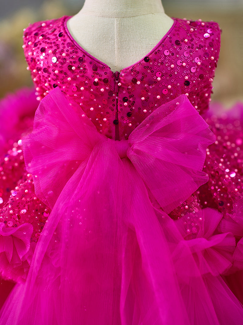 Sequins Tulle Knee-length Baby Girl Dress