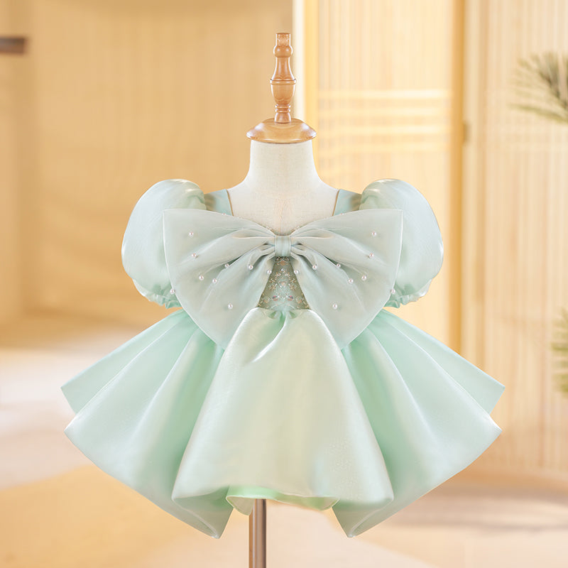 A-Line/Princess Short Sleeves Knee-Length Baby Girl Dresses with Big Bow