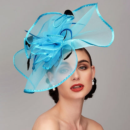 Elegant Feather Hat Fascinators Headpiece with Feather Floral Flower