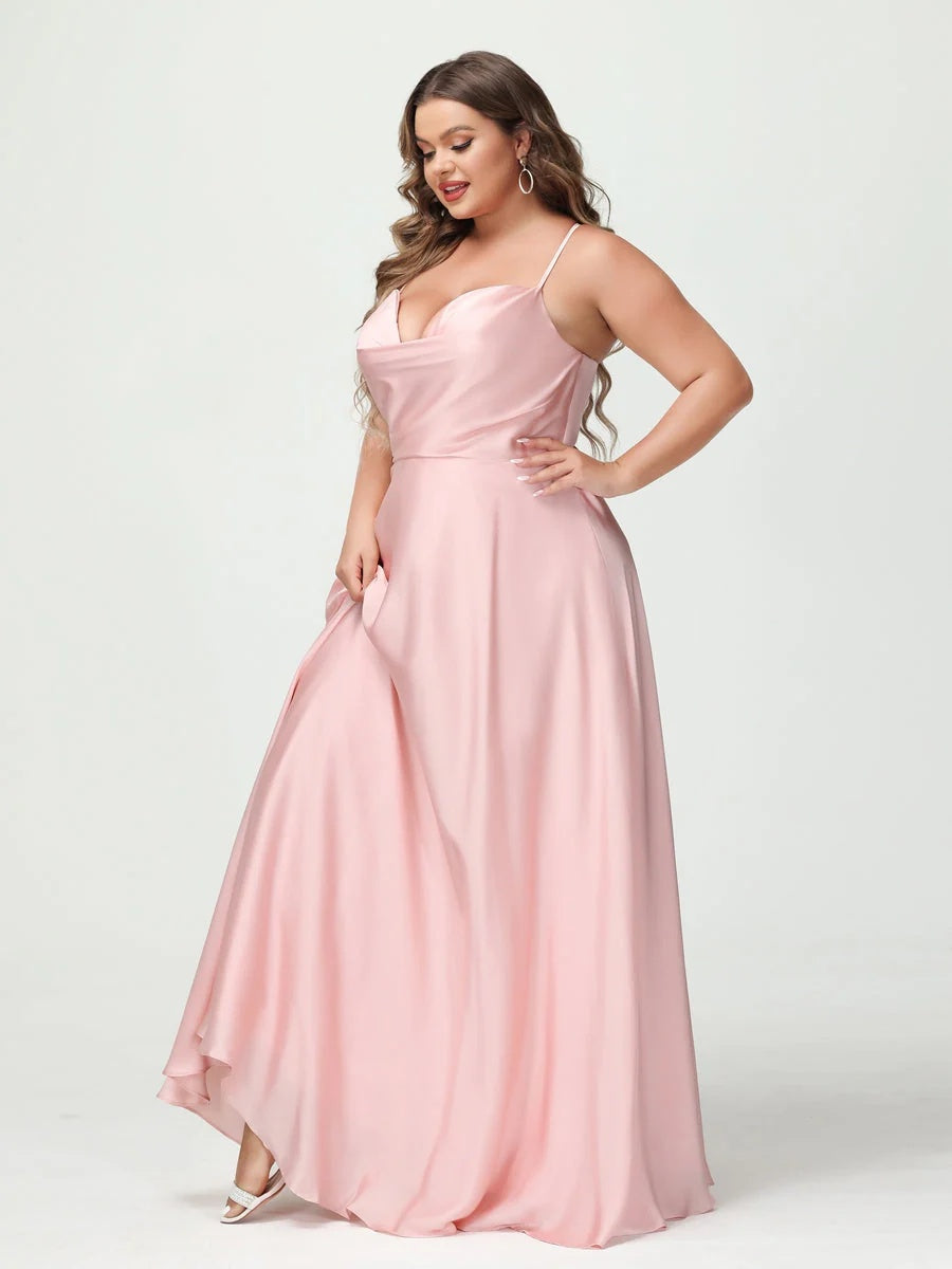 A-Line/Princess Spaghetti Straps Sleeveless Plus Size Bridesmaid Dresses