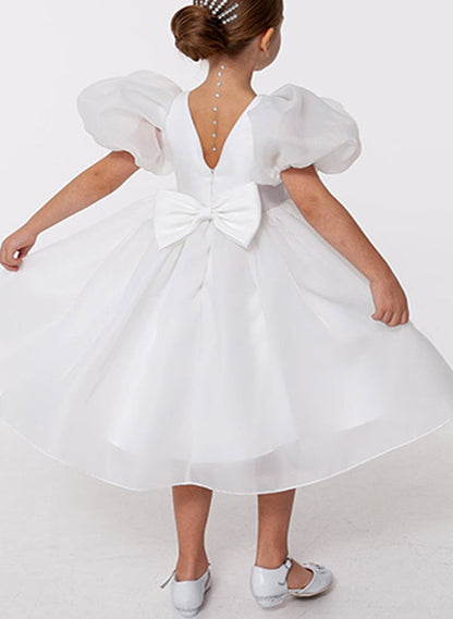 A-Line/Princess Scoop Flower Girl Dresses With Bowknot