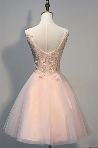 Blush Pink Lace Beaded Backless V-neck Sweet 16 Cocktail Dress Homecoming Dresses gh887