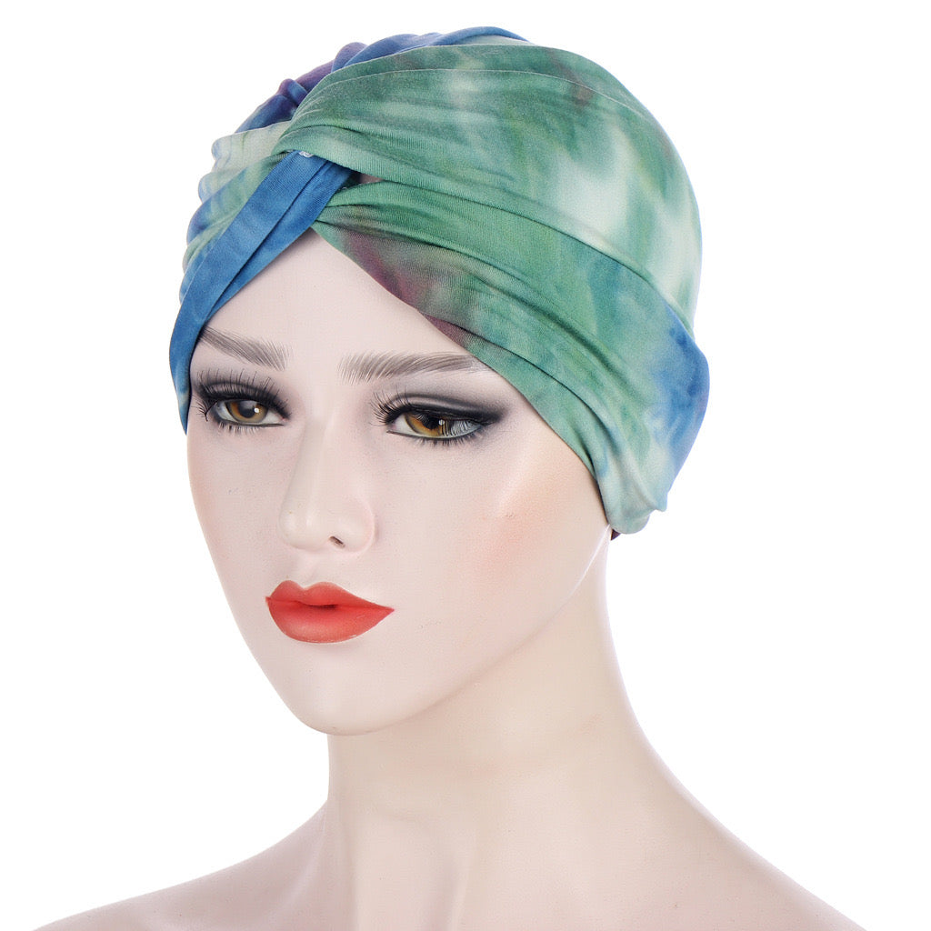 Women Muslim Daily Folding Cross Knotted Hair Elastic Bandanas Turban