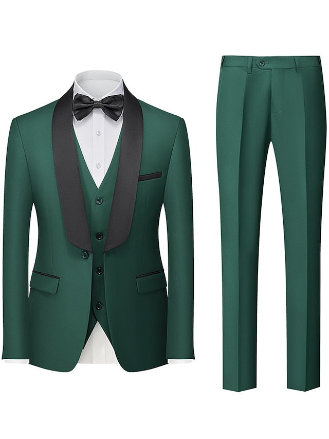 Men's Tailored Fit Single Breasted One-button 3 Pieces Wedding Suits