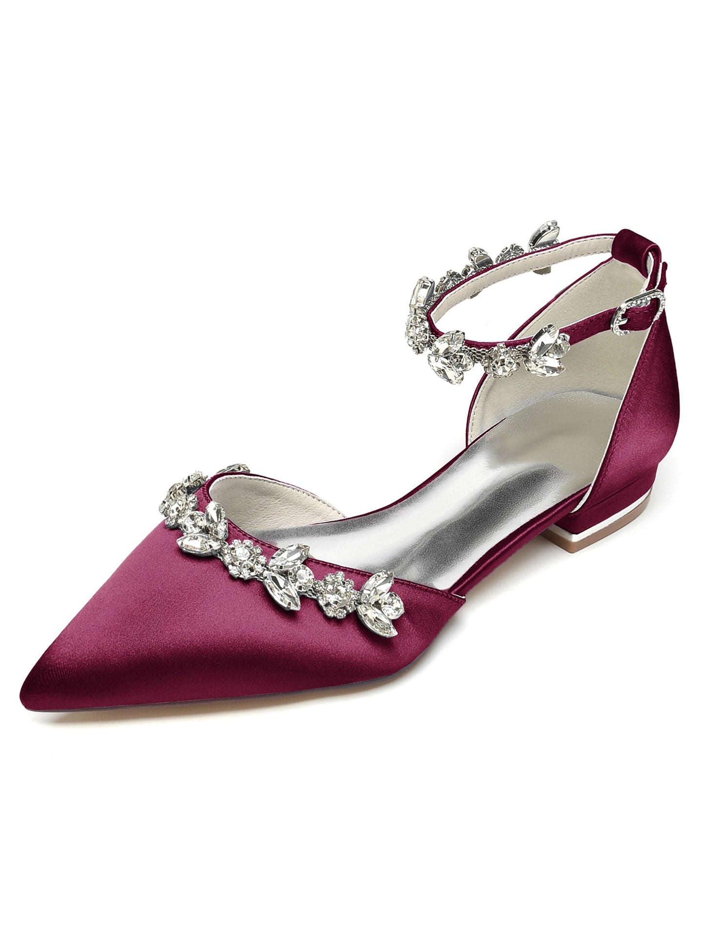 Women's Rhinestone Low Heel Pointed Toe Bridesmaid Shoes