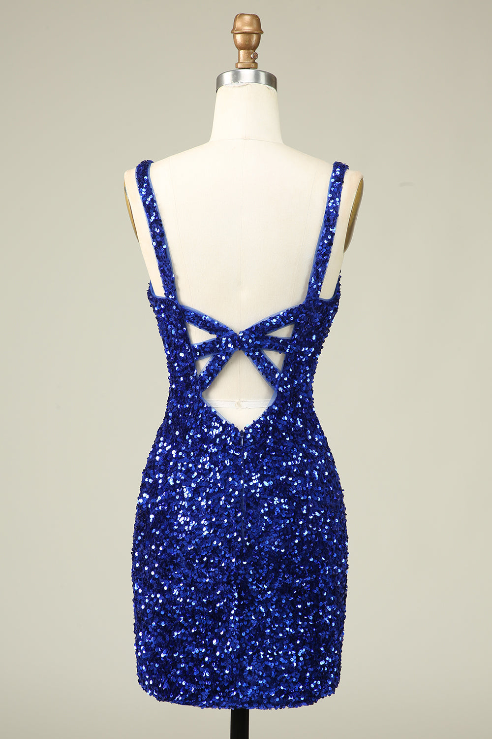 Stylish Sheath V Neck Royal Blue Sequins Short Homecoming Dress