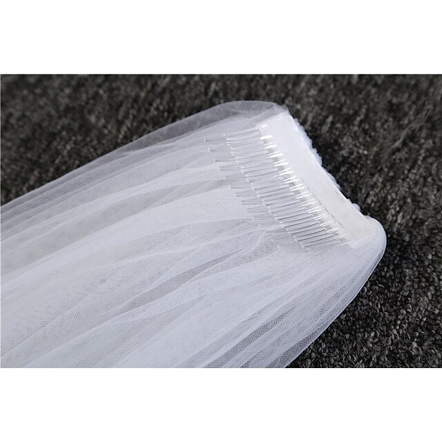 One-tier Simple Wedding Veil Cathedral Veils with Solid 300cm Tulle