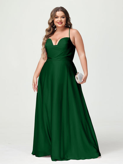 A-Line/Princess Spaghetti Straps Sleeveless Plus Size Bridesmaid Dresses