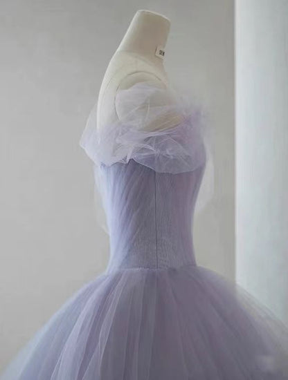 Lavender Off the Shoulder Tulle Homecoming Dress C365