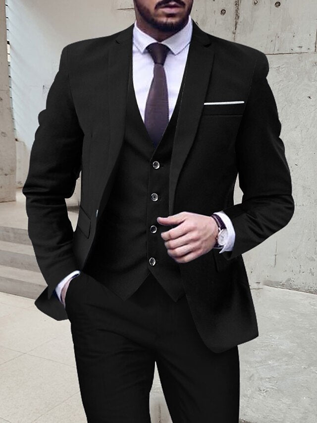 Men's Tailored Fit Single Breasted One-button 3 Pieces Wedding Suits