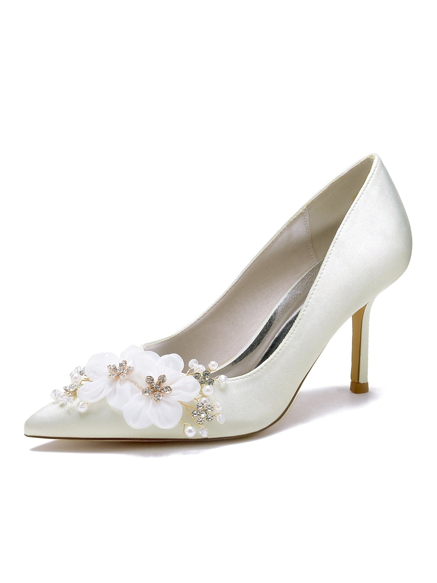 Women's Wedding Applique High Heel Pointed Toe Bridesmaid Shoes