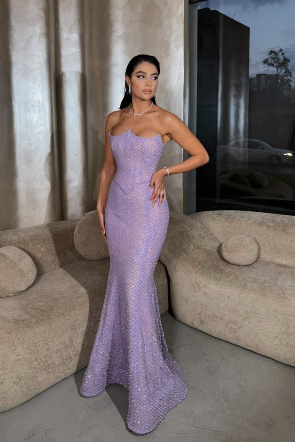 Lilac Gorgeous Strapless Mermaid Prom Dress ZT0602