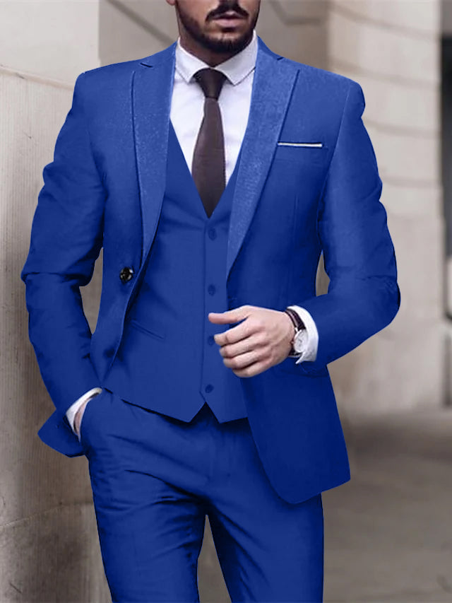 Men's Tailored Fit Single Breasted One-button 3 Pieces Wedding Suits