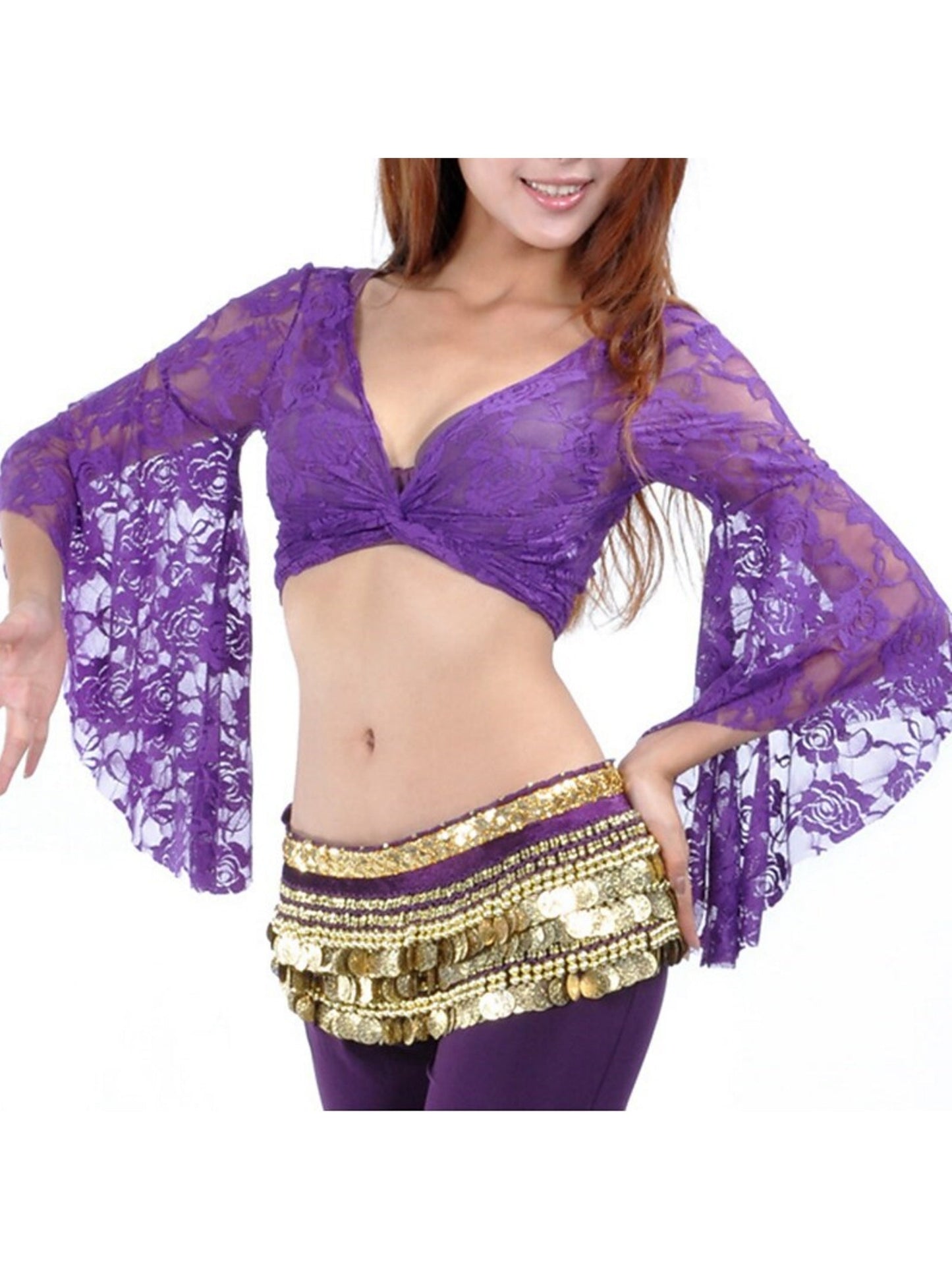 Belly Dance Long Sleeve Top Lace Women's Training Performance