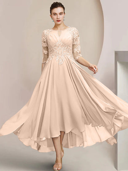 A-Line/Princess Scoop Tea-Length Mother of the Bride Dresses