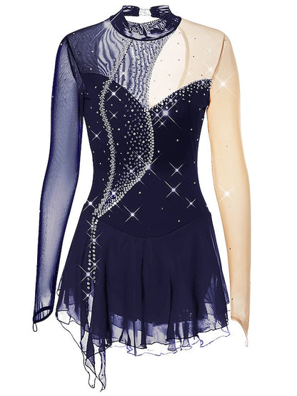 Figure Skating Dress Women's Girls' Dancewear Mesh Spandex Crystal/Rhinestone Skating Dress