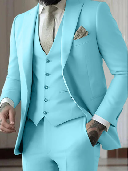 Men's Tailored Fit Single Breasted One-button 3 Pieces Wedding Suits