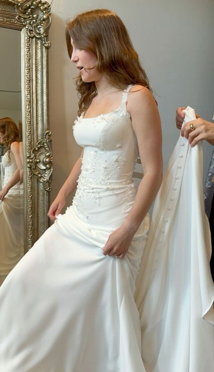 Straps Long Wedding Dress Simple Bridal Dresses      fg7278