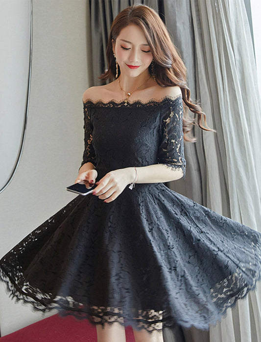 A line lace short dress girl dress  1160