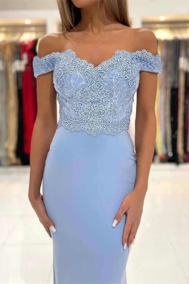 Off-the-Shoulder Mermaid Long Prom Dress With Lace Appliques PD0653