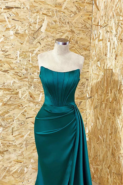 Gorgeous Strapless Long Mermaid Prom Dress With Pleats Ruffles ED0425