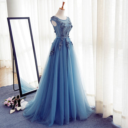 Stylish A-line tulle lace long prom dress,formal dresses  7669