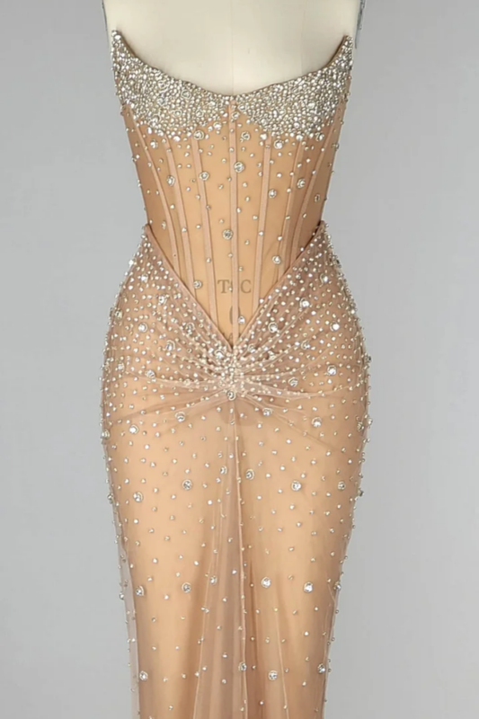 Luxurious Mermaid Crystal Beaded Hand Embroidered Corset Prom Dress YH0089