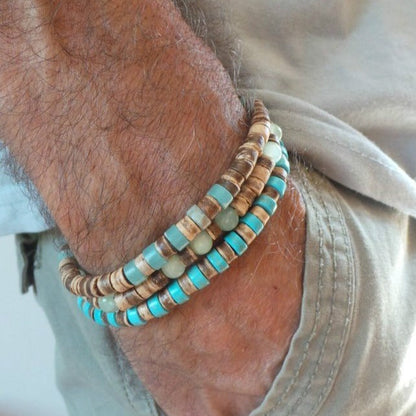 Men's Minimalist Turquoise Wooden Beads Trendy Funky Premium Bracelet Accessories