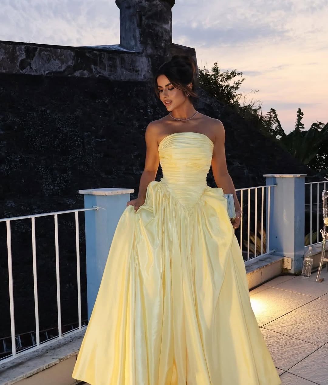 Lovely Yellow Pleated Strapless Prom Dress ZT0625