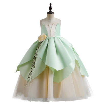 Ball Gown Scoop Neck Sleeveless Flower Girl Dress with Ruffles & Flower Belt