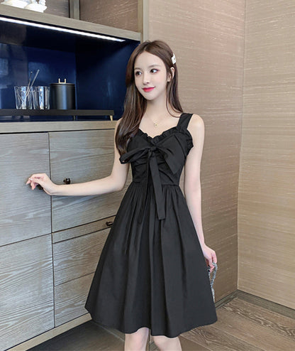 Black sweetheart neck short dress fashion girl dress  1077