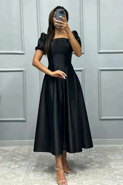 Elegant Online Square A-Line Prom Dress With Short Sleeves ED0177