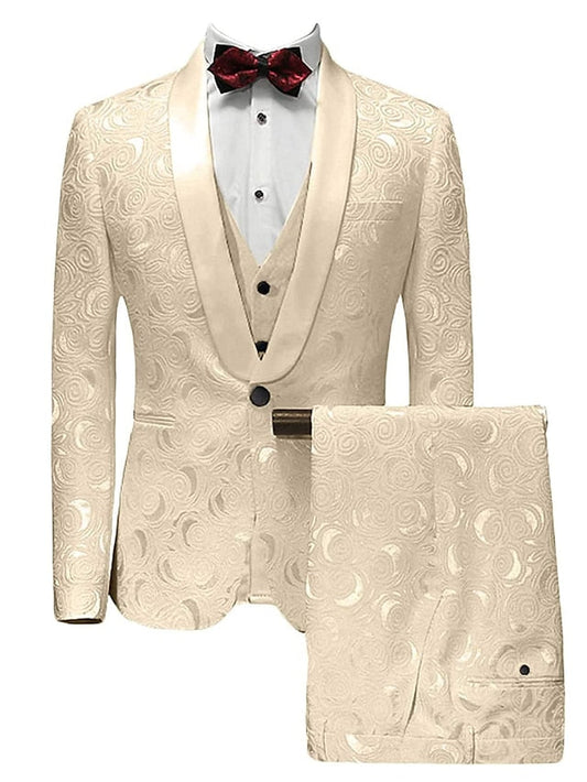 Men's Tailored Fit Single Breasted One-button 3 Pieces Wedding Suits