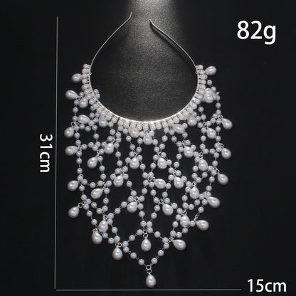 Silver Wedding Special Occasion Elegant Tassel Headpieces With Imitation Pearl