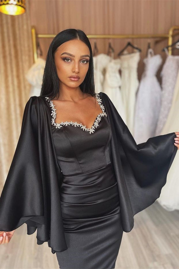 Gorgeous Black Prom Dress Long Sleeves ED0564