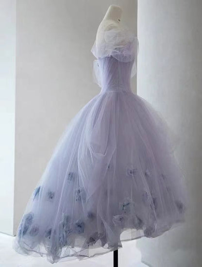 Lavender Off the Shoulder Tulle Homecoming Dress C365