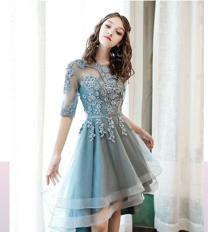 Blue lace homecoming dress bridesmaid dress  8333