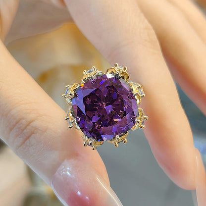 Vintage Luxury Square Bird Nest Gemstone Ring