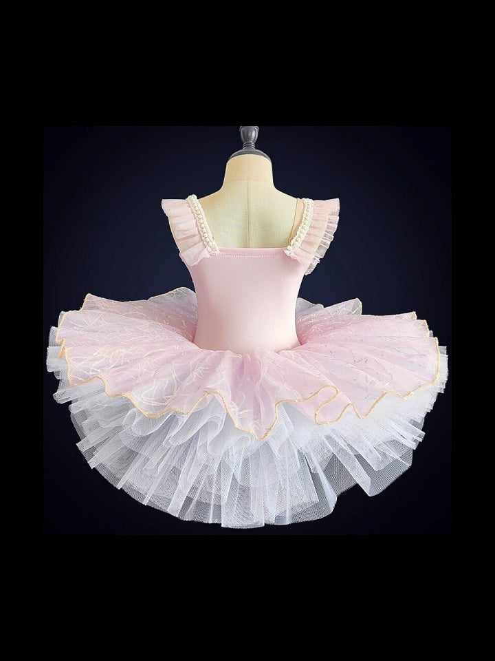 Kids' Dancewear Ballet Dance Dress Paillette Tulle Square Sleeveless Girls' Performance  Spandex Organza