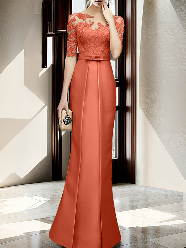 Sheath/Column Illusion Neck Floor-length Mother of the Bride Dresses