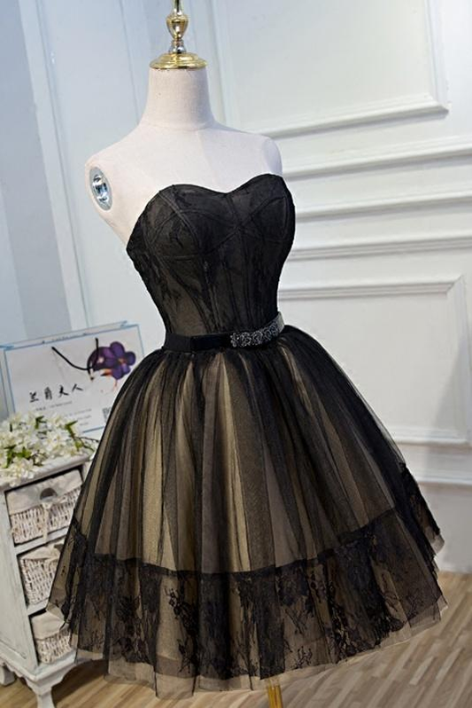 Black Lace Tulle Simple Homecoming Dresses Pretty Short Party Dresses gh828