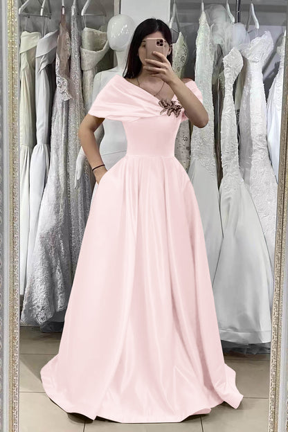 Gorgeous Fuchsia Off-The-Shoulder Mermaid A-Line Prom Dress With Beadings Online ED0186