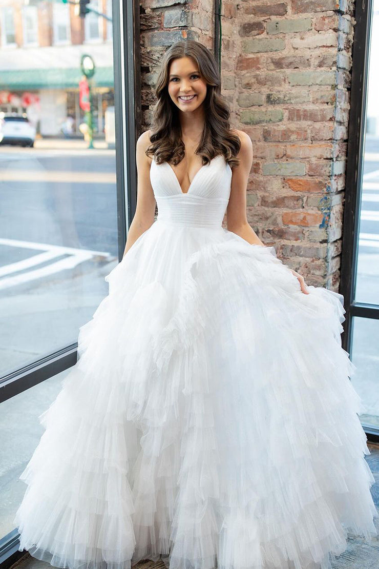 Alianna |A-Line Spaghetti Straps Tiered Tulle Prom Dress